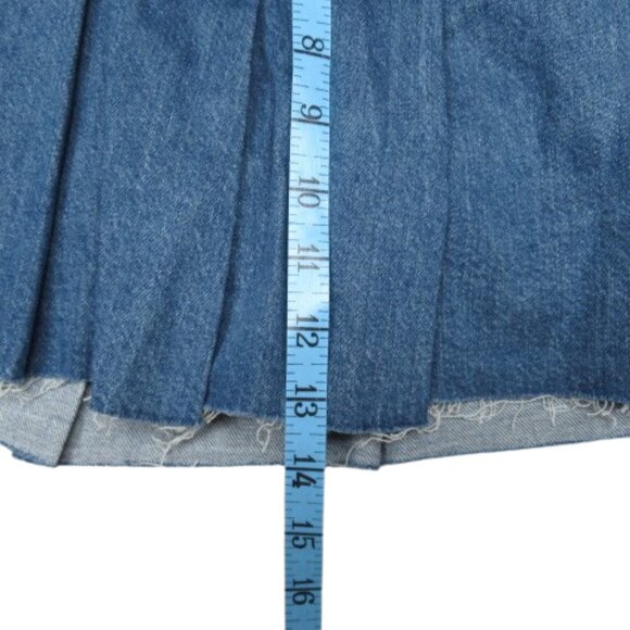 Anthropologie Pilcro 100% Cotton Slant-Pleated Denim Mini Skort Medium Blue 25 - Picture 6 of 12